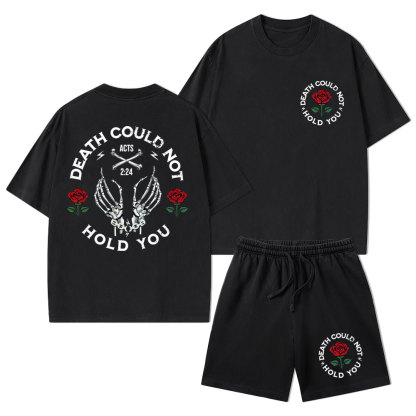 Death Could Not Hold You Christian Washed T-Shirt & Shorts
