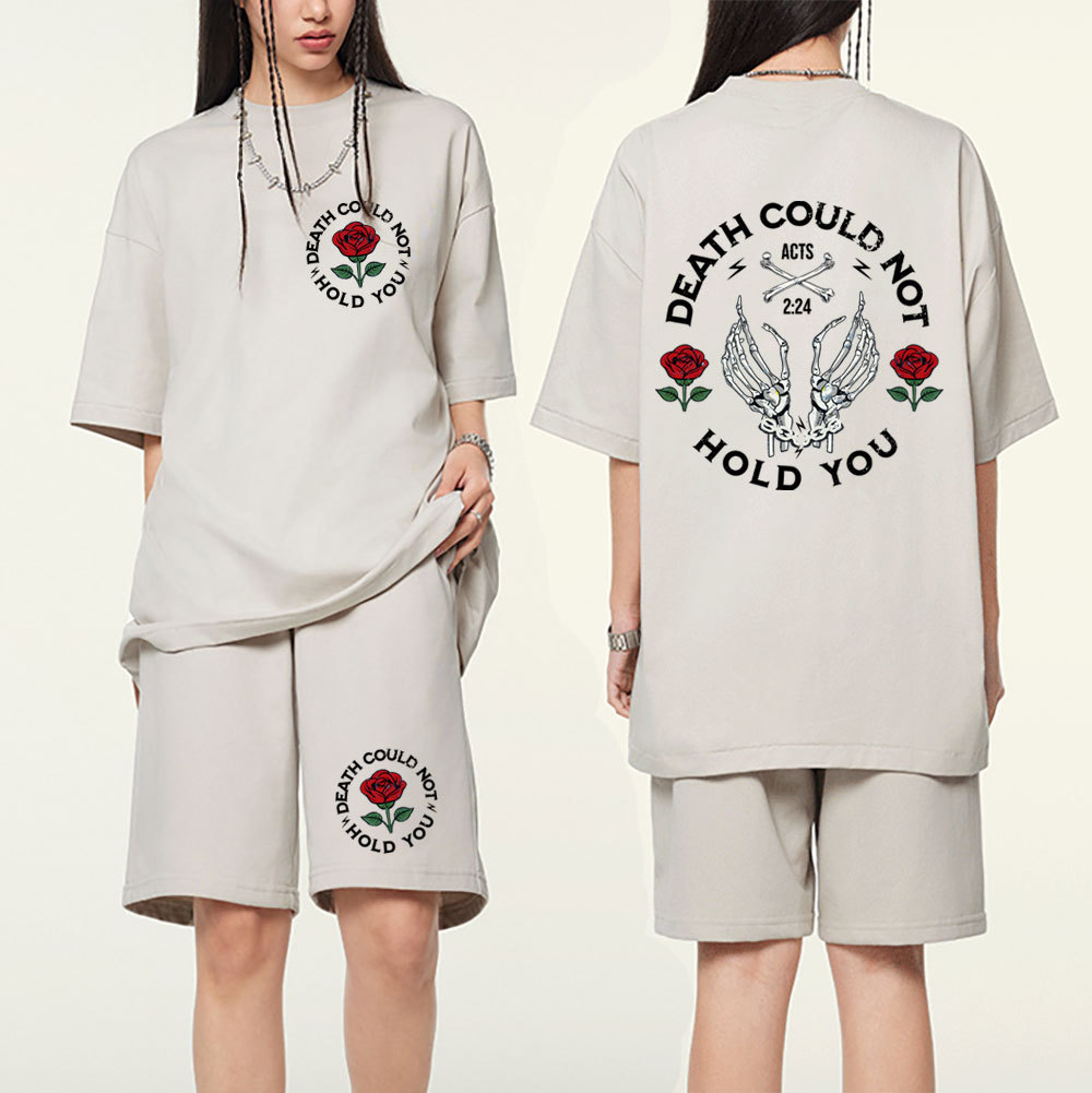 Death Could Not Hold You Christian Washed T-Shirt & Shorts