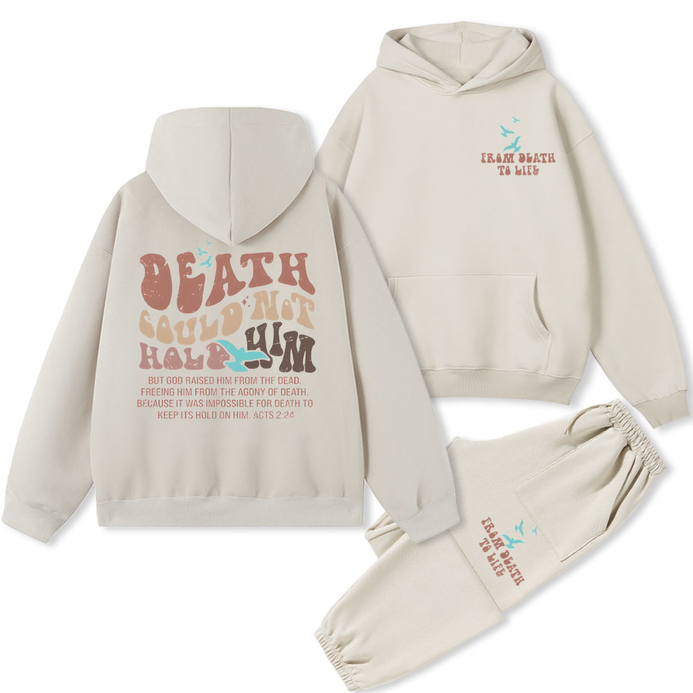 Death Couldn't Hold Him Christian Fleece Hoodie Set