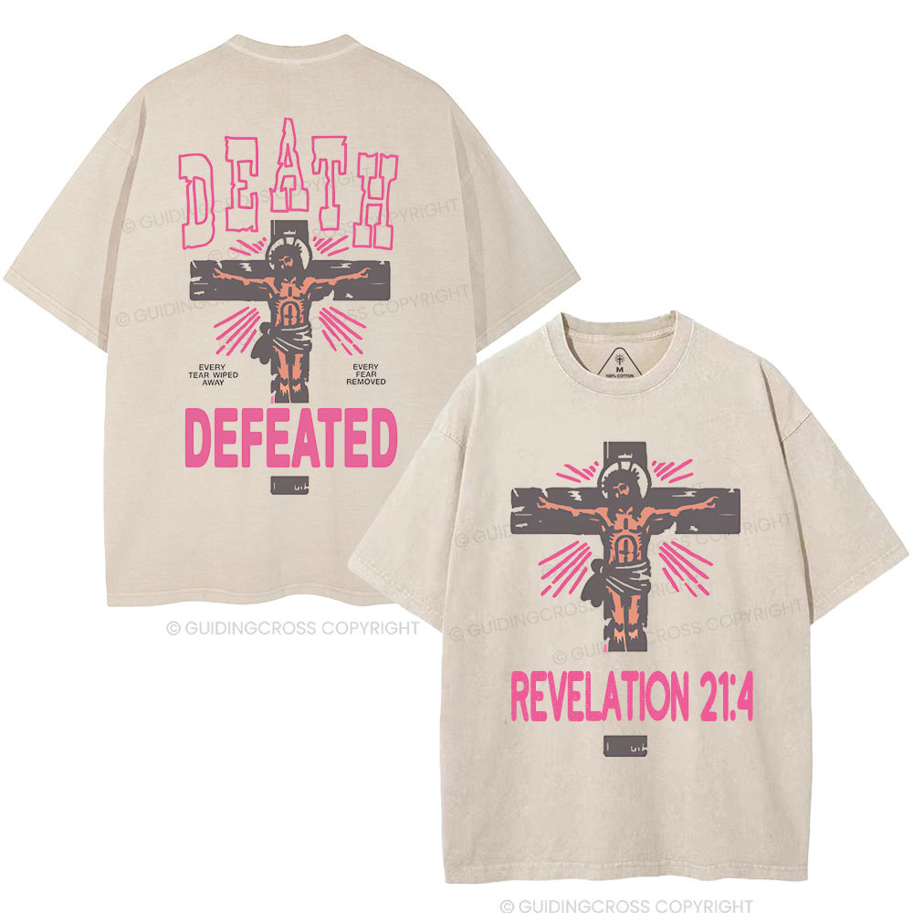 Death Defeated Christian Washed T-Shirt