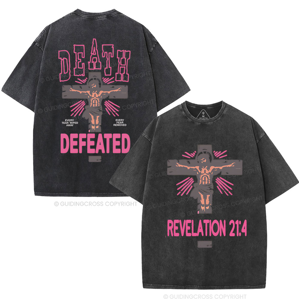 Death Defeated Christian Washed T-Shirt