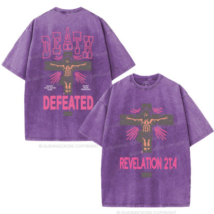 Death Defeated Christian Washed T-Shirt