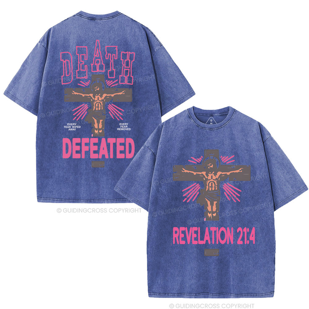 Death Defeated Christian Washed T-Shirt