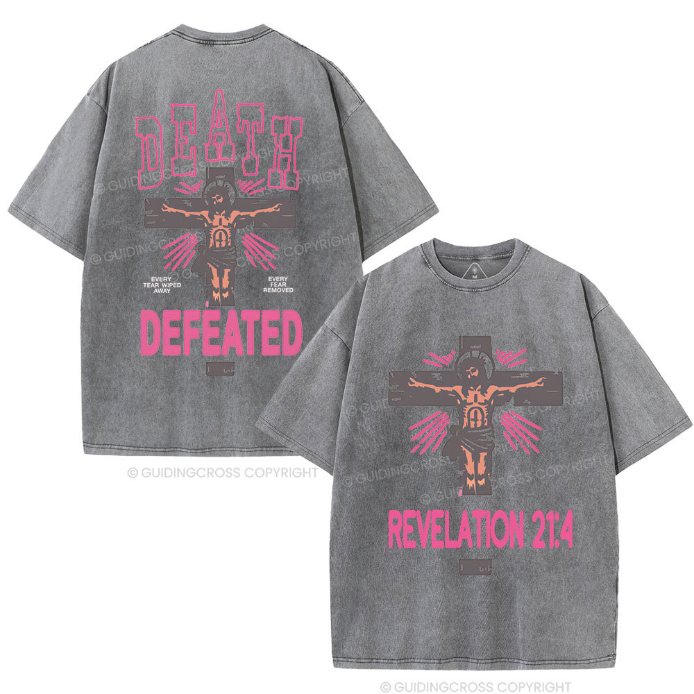 Death Defeated Christian Washed T-Shirt