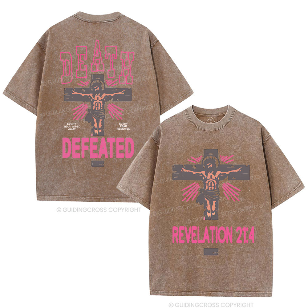 Death Defeated Christian Washed T-Shirt