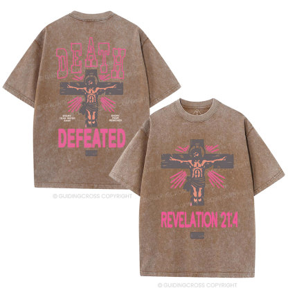 Death Defeated Christian Washed T-Shirt
