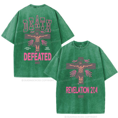 Death Defeated Christian Washed T-Shirt