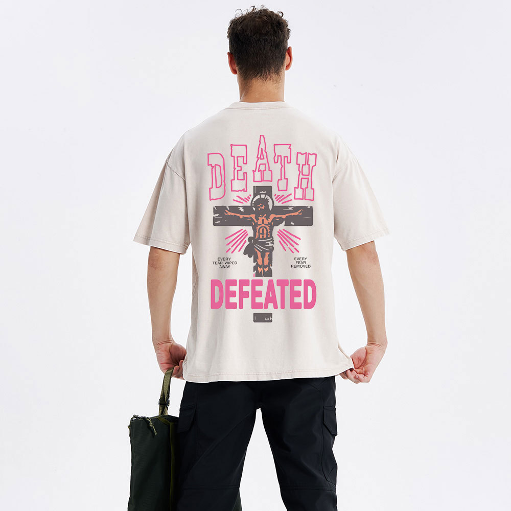 Death Defeated Christian Washed T-Shirt