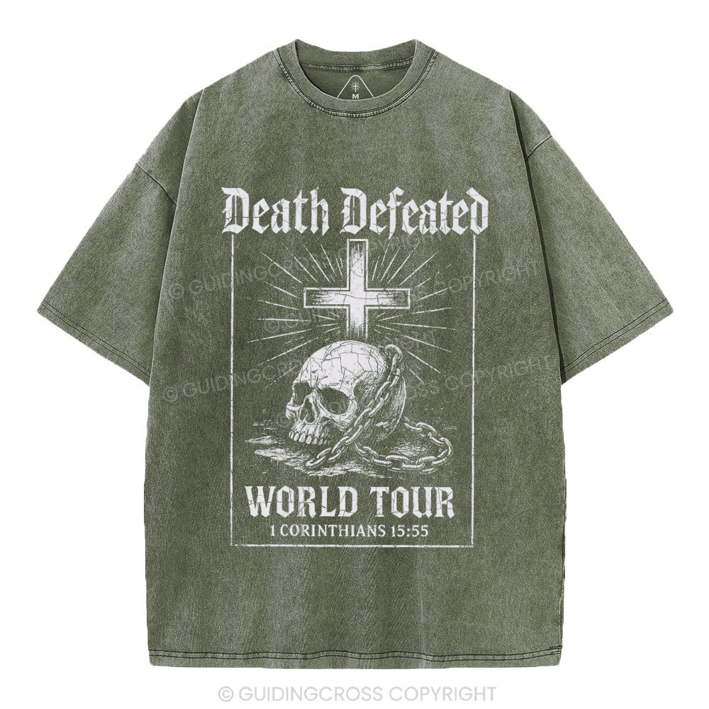 Death Defeated World Tour Chrsitian Washed T-Shirt