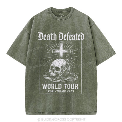 Death Defeated World Tour Chrsitian Washed T-Shirt