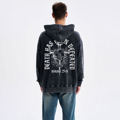 Death Has Been Defeated Christian Washed Hoodie