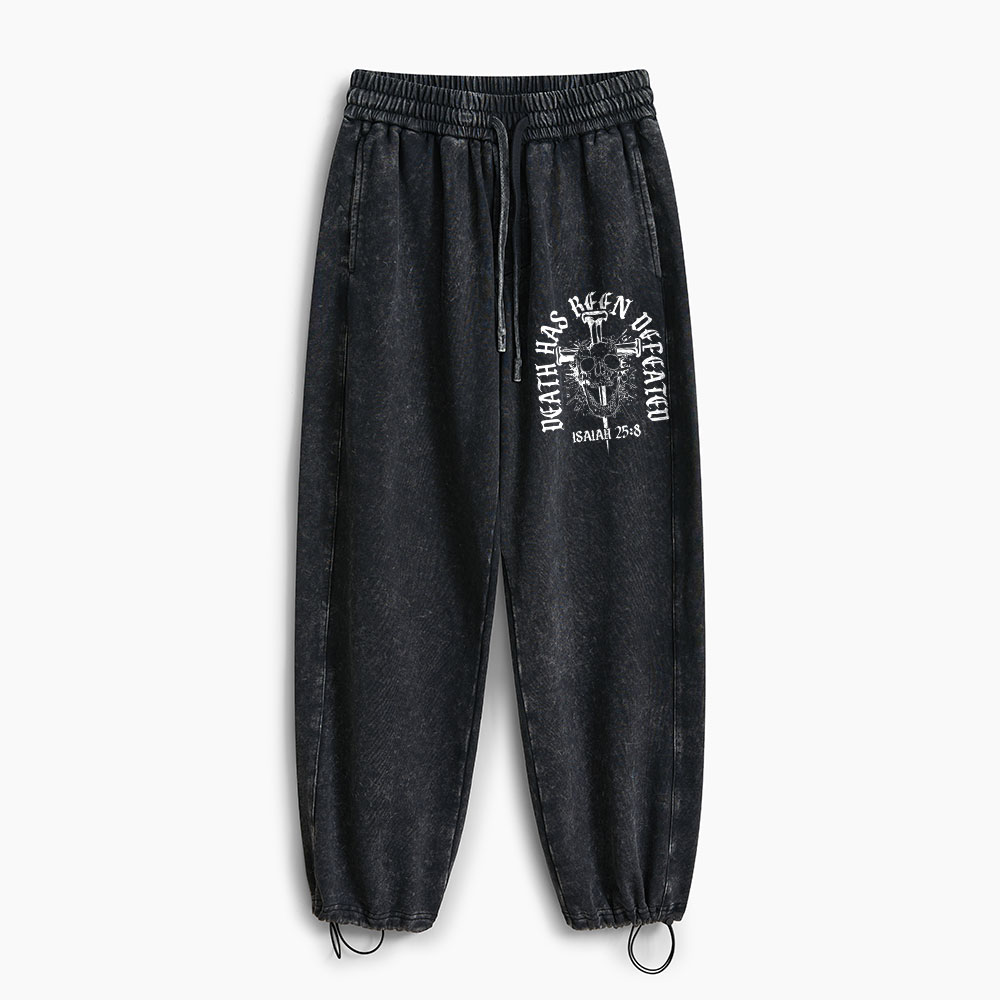 Death Has Been Defeated Christian Washed Sweatpants