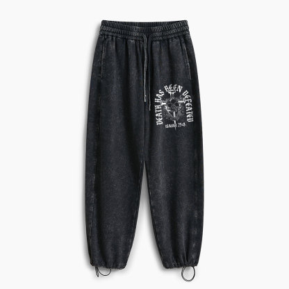 Death Has Been Defeated Christian Washed Sweatpants