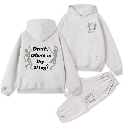 Death Where Is The Sting Christian Fleece Hoodie Set