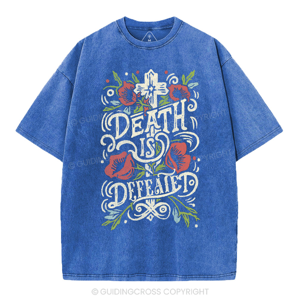 Death is Defeated Christian Washed T-Shirt
