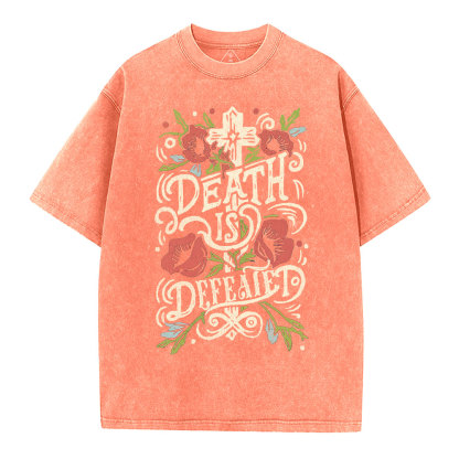 Death is Defeated Christian Washed T-Shirt