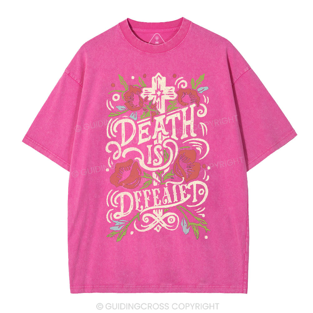 Death is Defeated Christian Washed T-Shirt