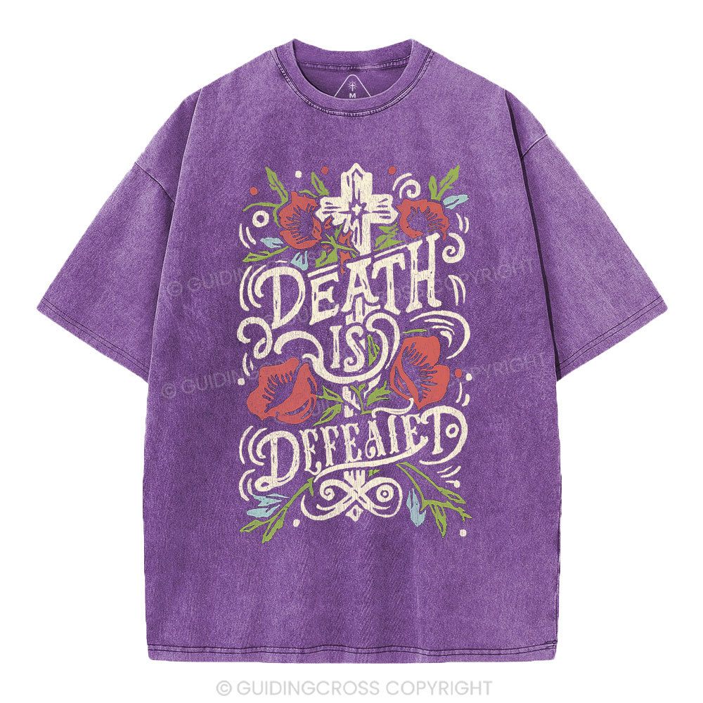 Death is Defeated Christian Washed T-Shirt