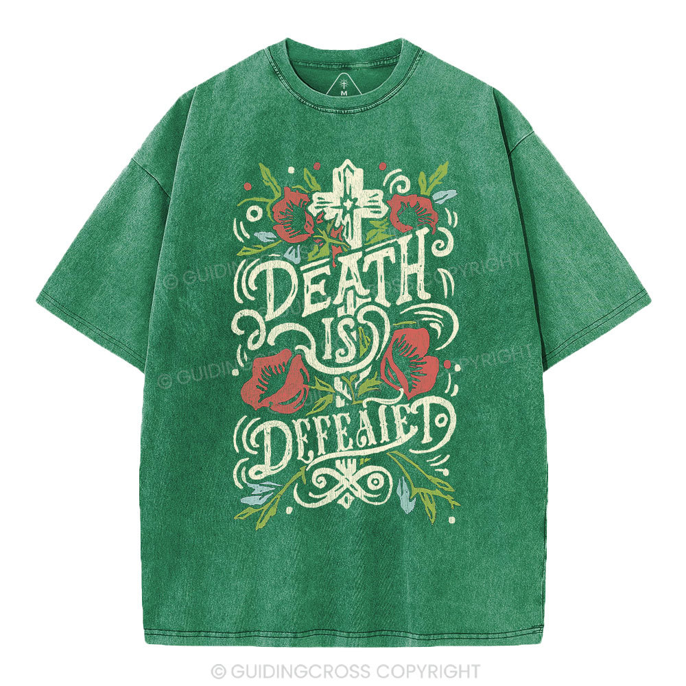 Death is Defeated Christian Washed T-Shirt
