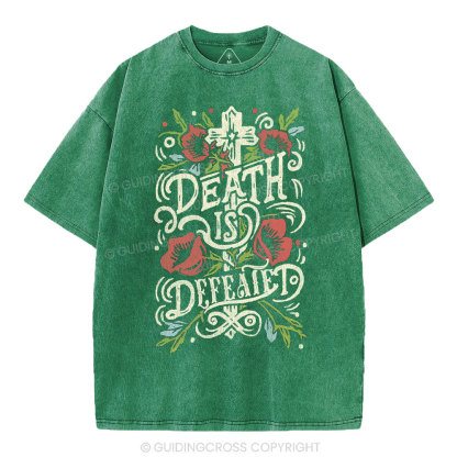 Death is Defeated Christian Washed T-Shirt