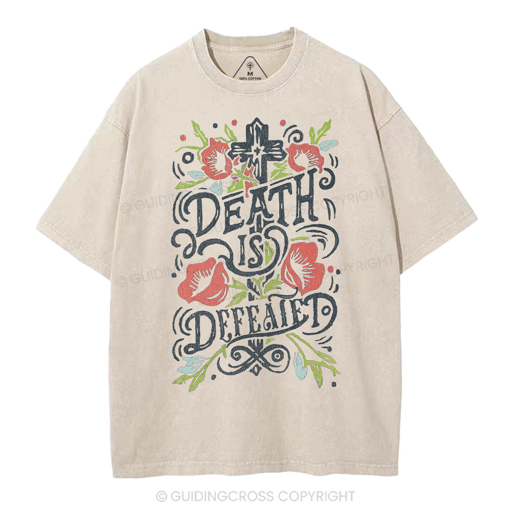 Death is Defeated Christian Washed T-Shirt