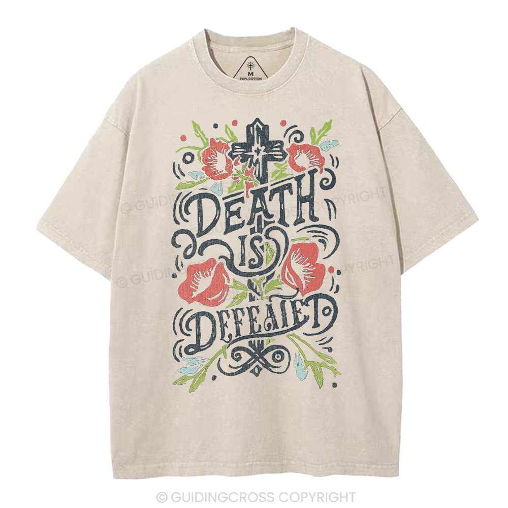Death is Defeated Christian Washed T-Shirt