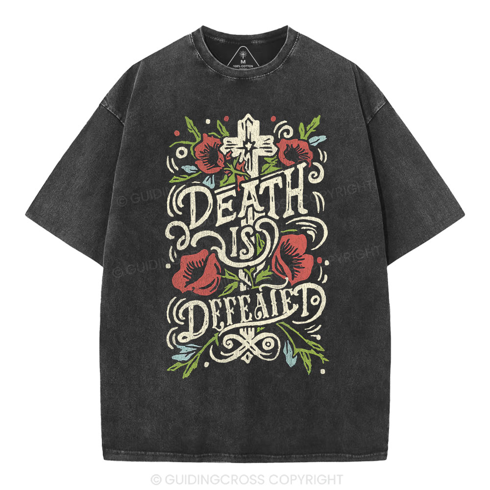 Death is Defeated Christian Washed T-Shirt