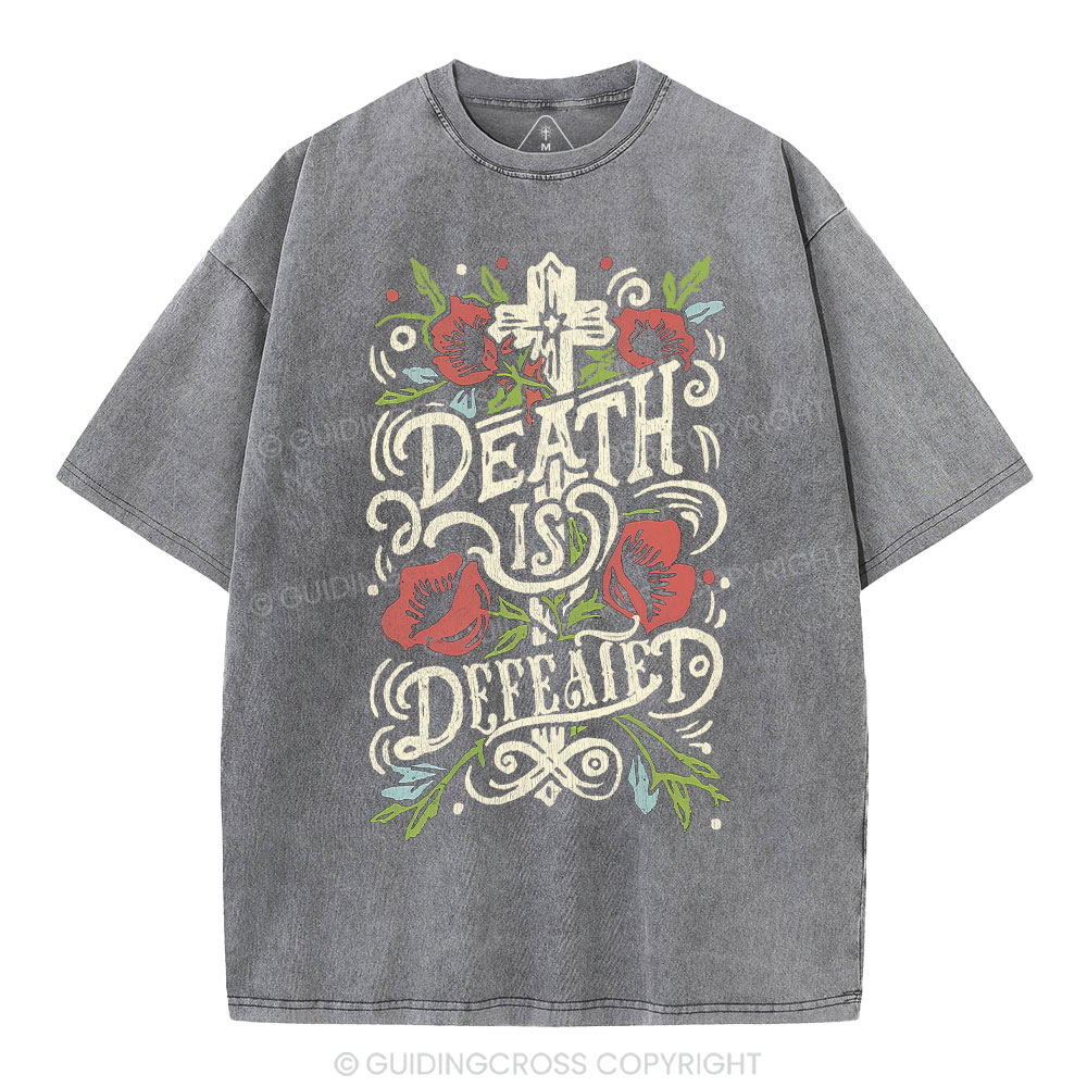 Death is Defeated Christian Washed T-Shirt