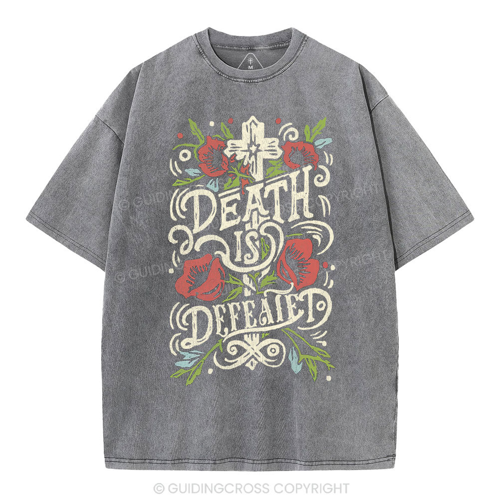 Death is Defeated Christian Washed T-Shirt