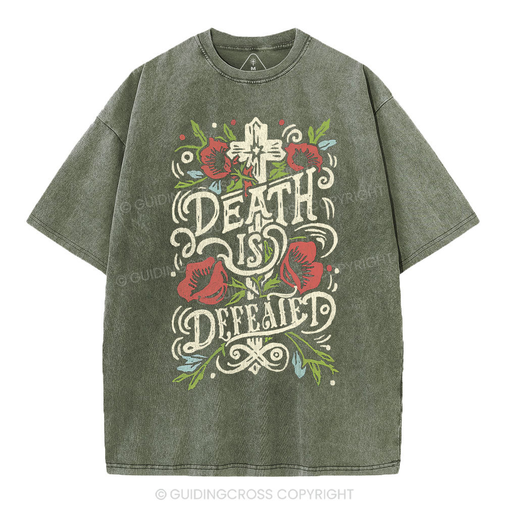 Death is Defeated Christian Washed T-Shirt