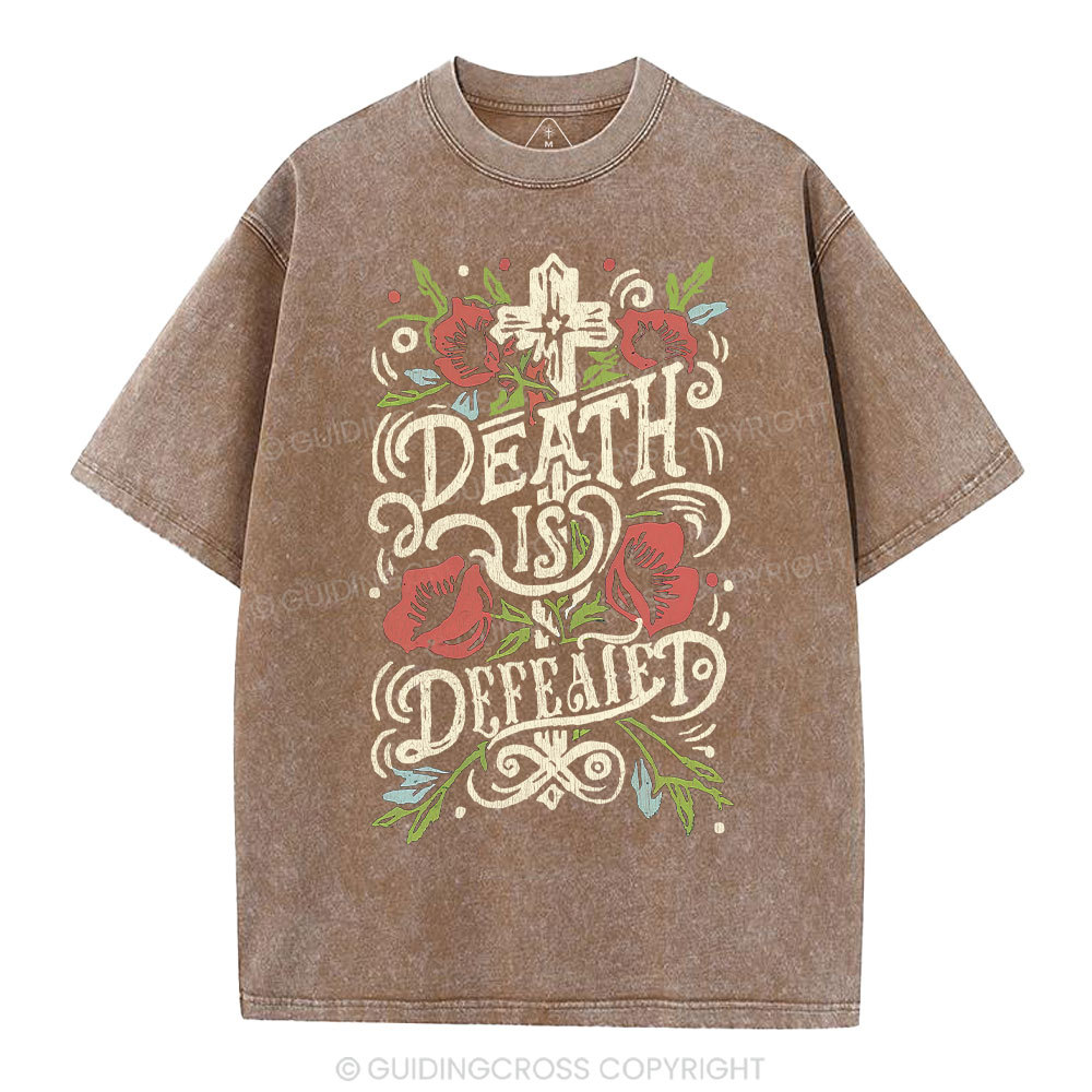 Death is Defeated Christian Washed T-Shirt