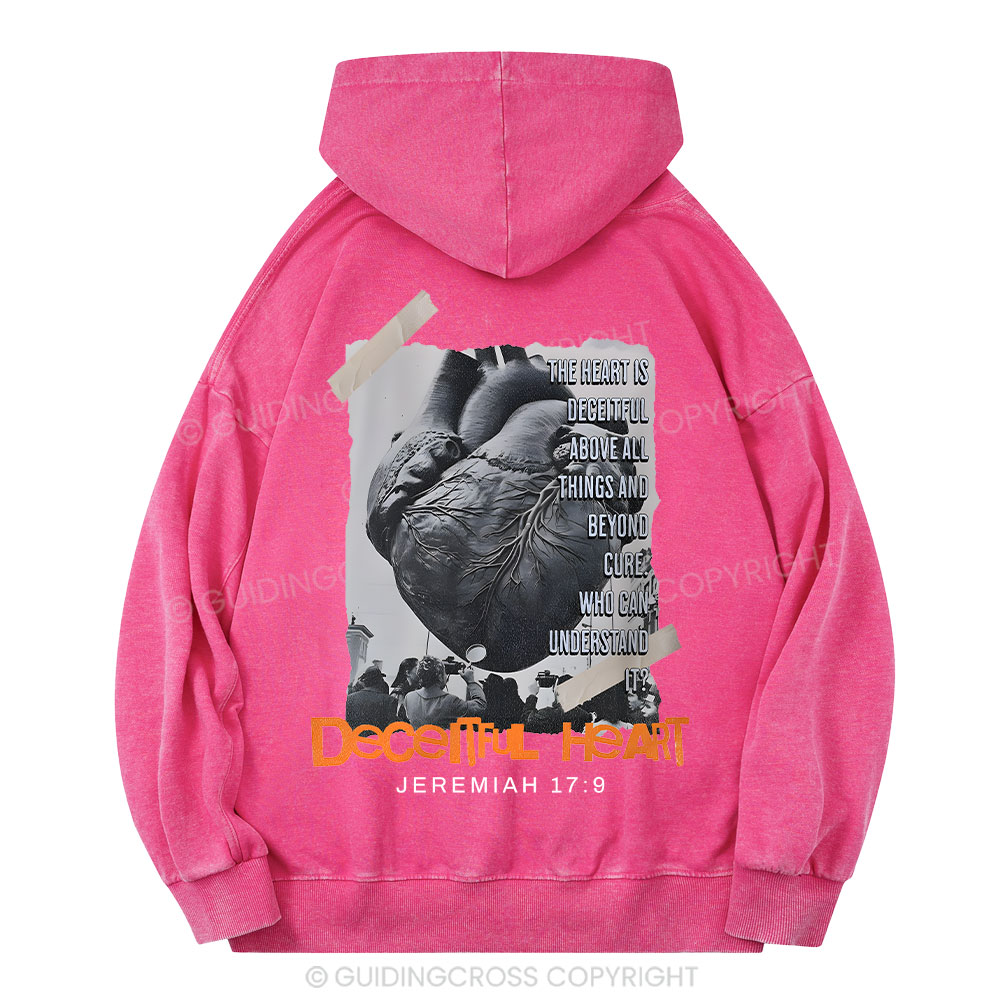 Decentful Heart Chirstian Washed Hoodie