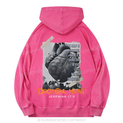 Decentful Heart Chirstian Washed Hoodie