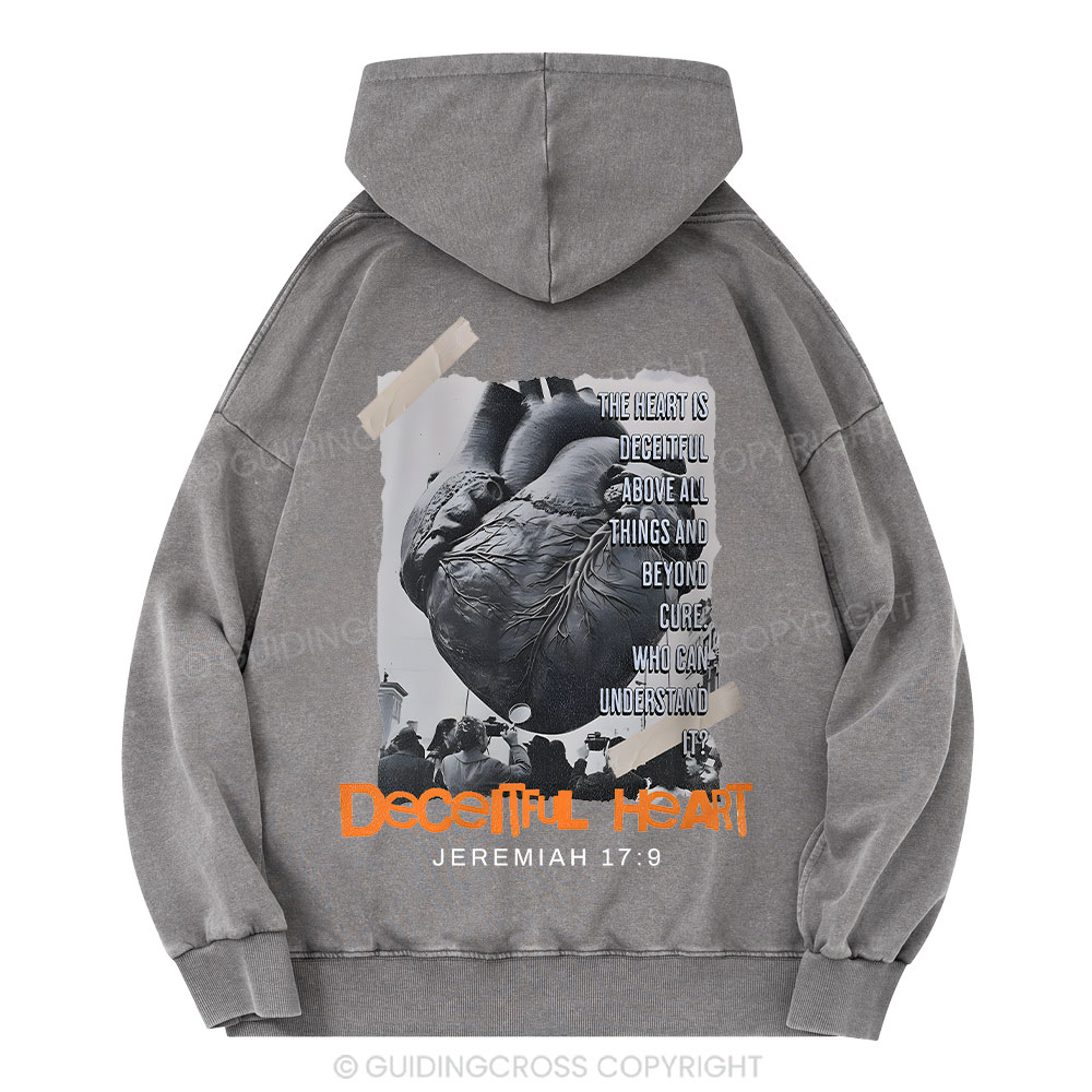 Decentful Heart Chirstian Washed Hoodie