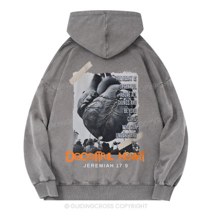 Decentful Heart Chirstian Washed Hoodie