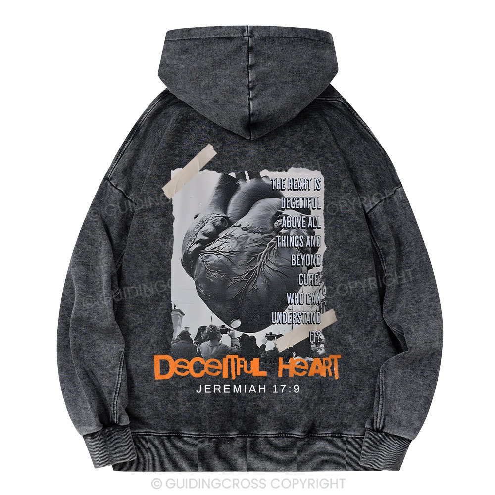 Decentful Heart Chirstian Washed Hoodie
