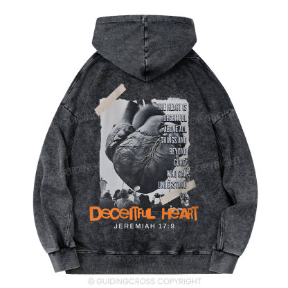 Decentful Heart Chirstian Washed Hoodie