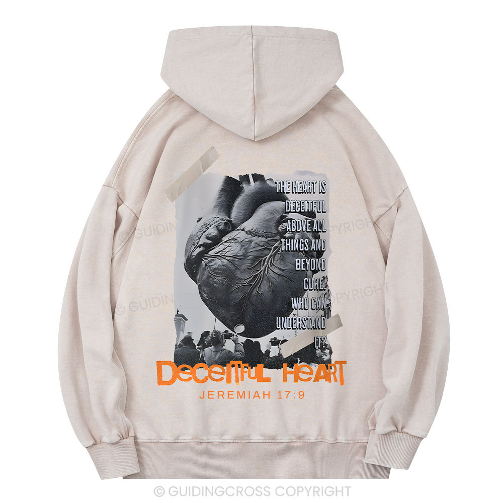 Decentful Heart Chirstian Washed Hoodie