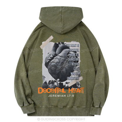 Decentful Heart Chirstian Washed Hoodie