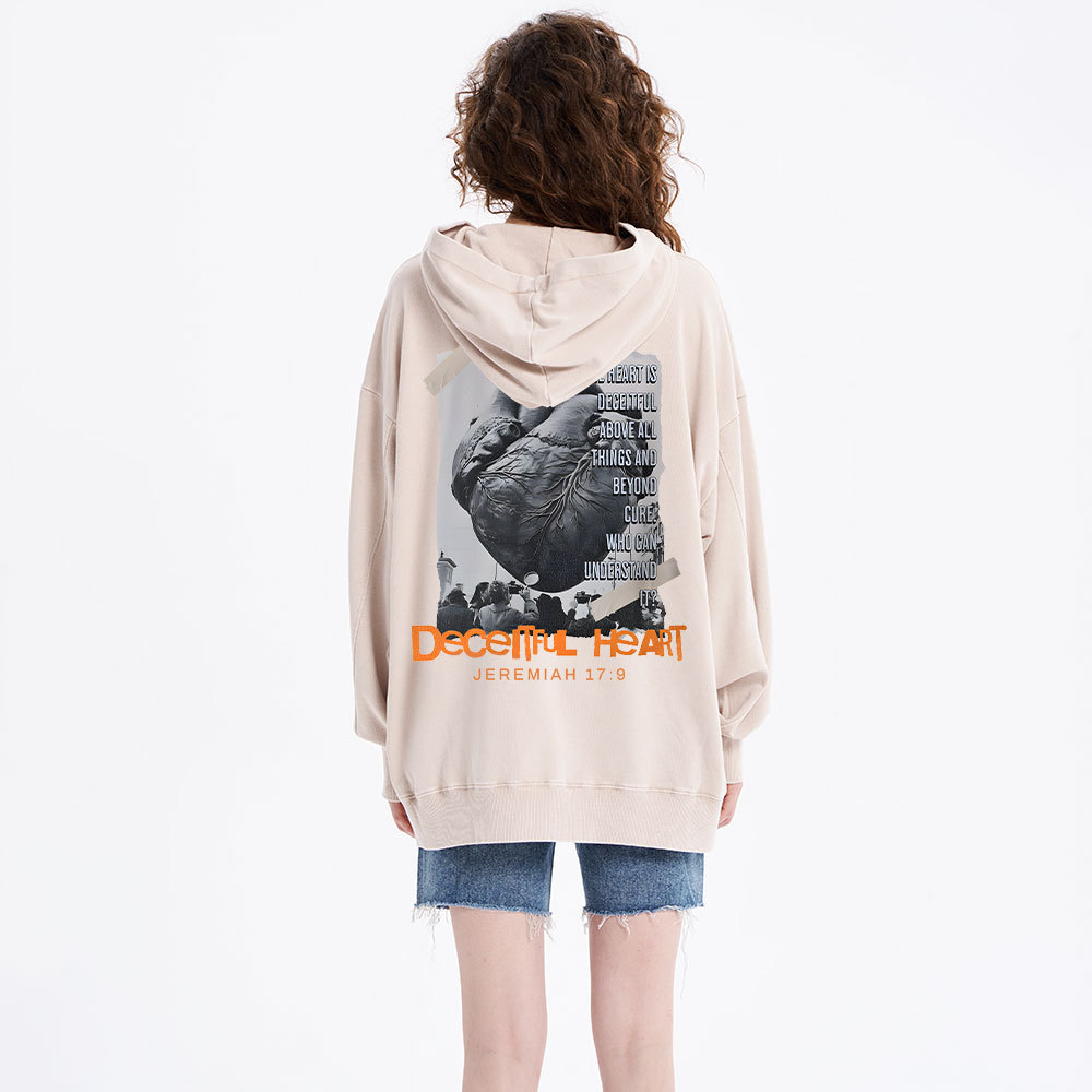 Decentful Heart Chirstian Washed Hoodie