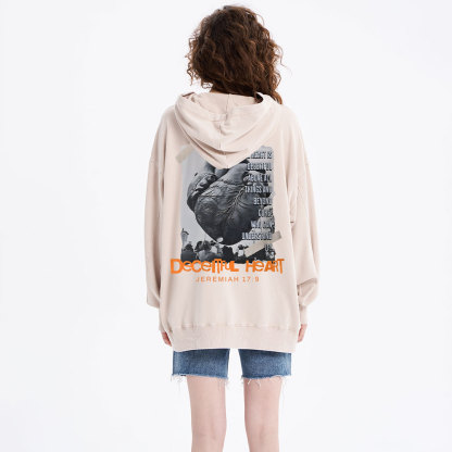 Decentful Heart Chirstian Washed Hoodie