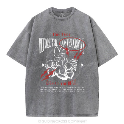 Defeat The Devil Christian Washed T-Shirt