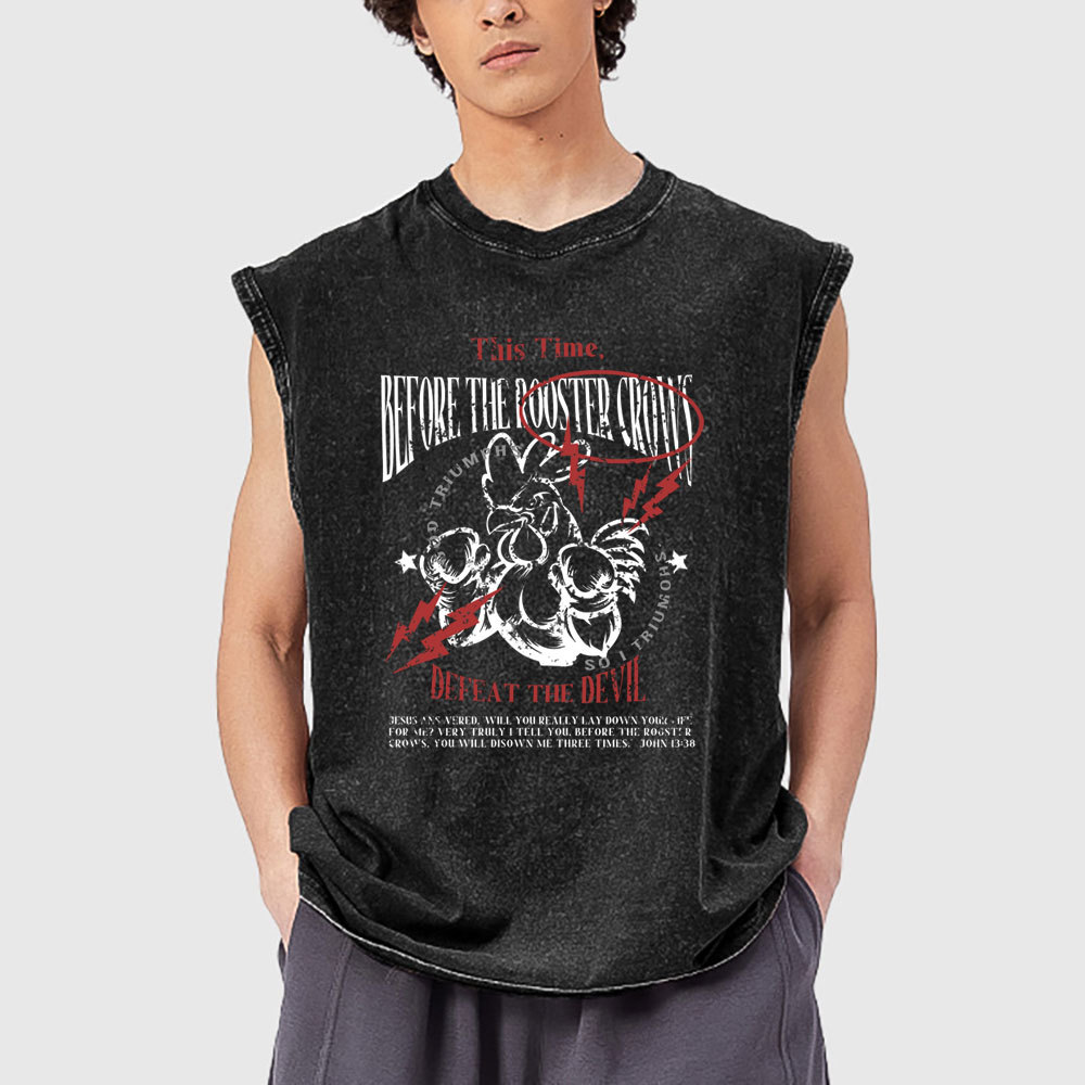 Defeat The Devil Christian Washed Tank Top