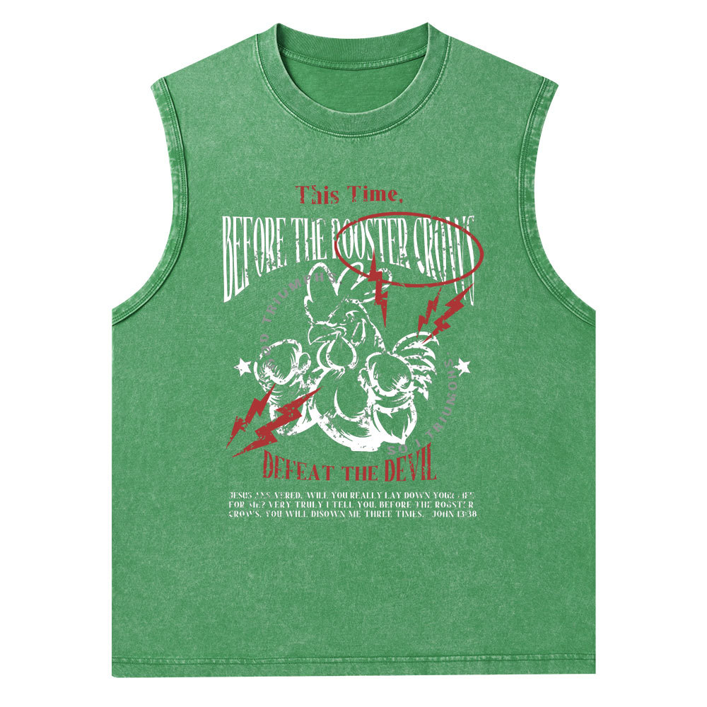 Defeat The Devil Christian Washed Tank Top