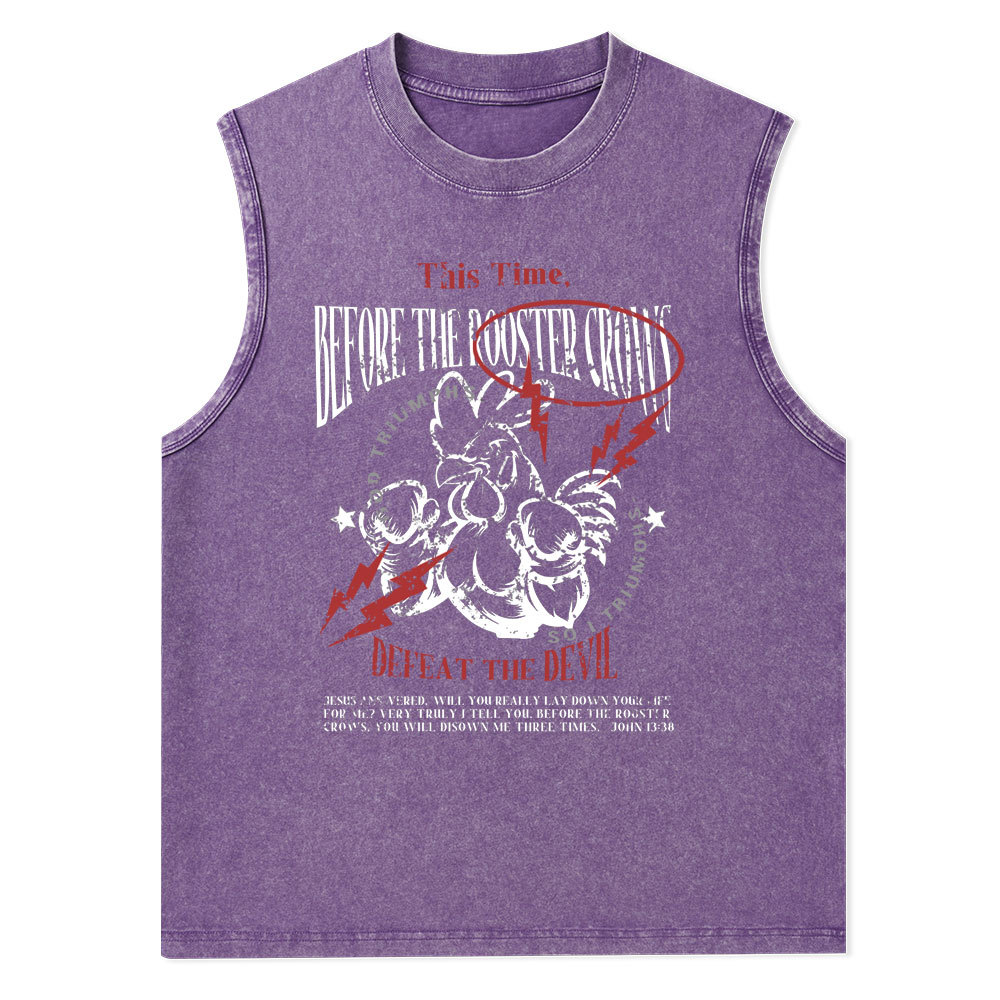 Defeat The Devil Christian Washed Tank Top