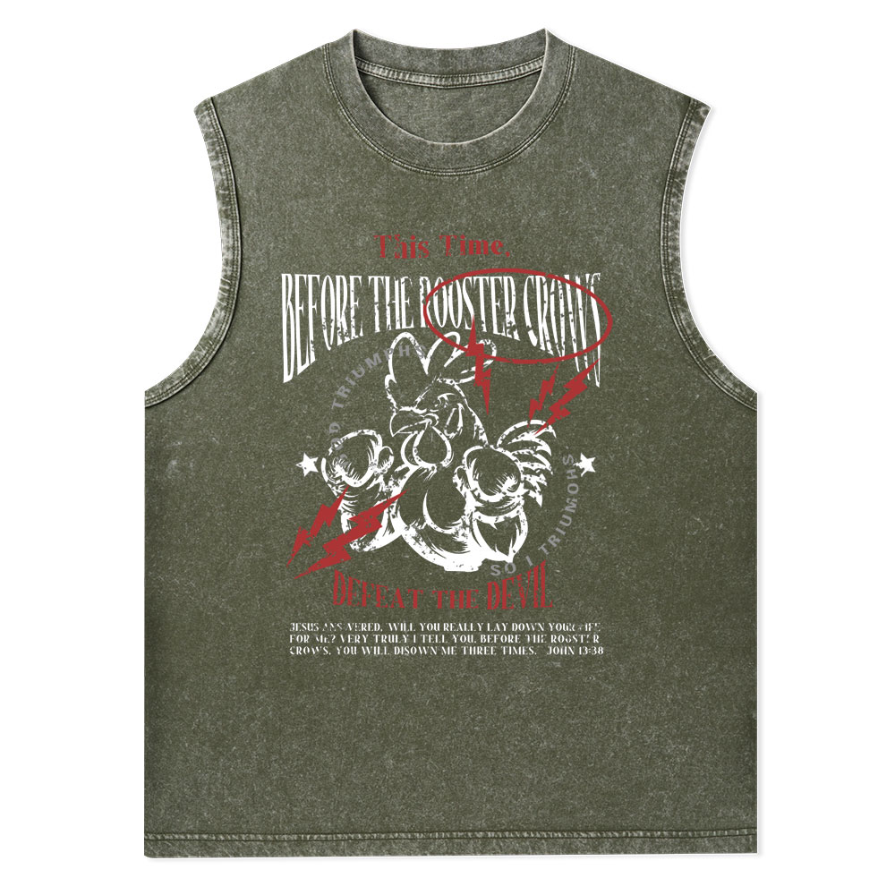 Defeat The Devil Christian Washed Tank Top