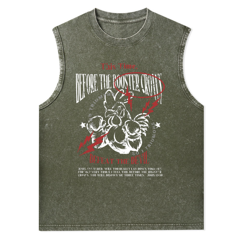 Defeat The Devil Christian Washed Tank Top