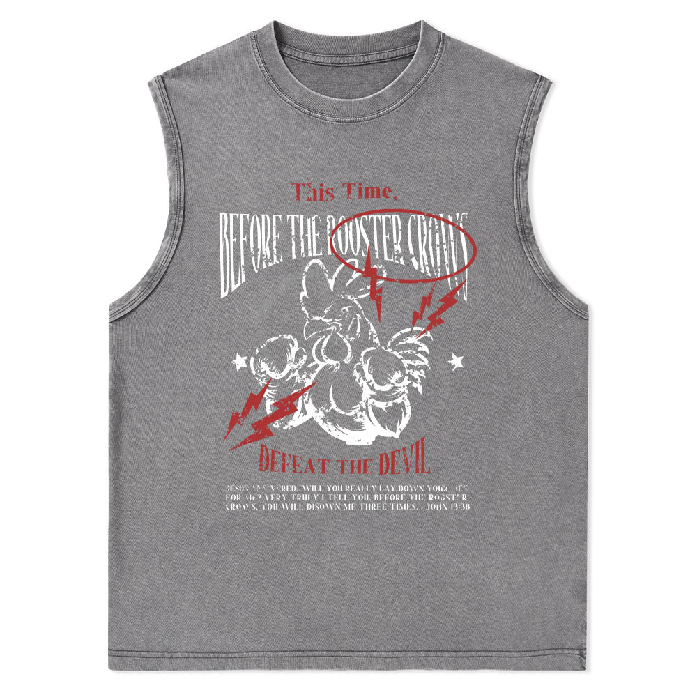 Defeat The Devil Christian Washed Tank Top