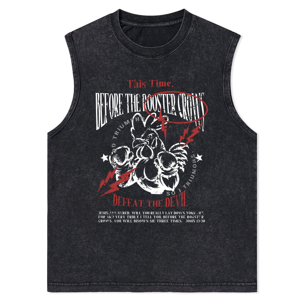 Defeat The Devil Christian Washed Tank Top