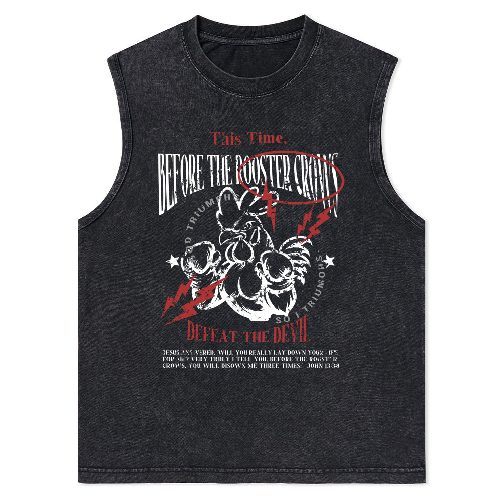 Defeat The Devil Christian Washed Tank Top